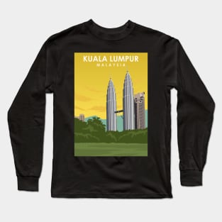 Kuala Lumpur Vintage Travel Poster ad Long Sleeve T-Shirt